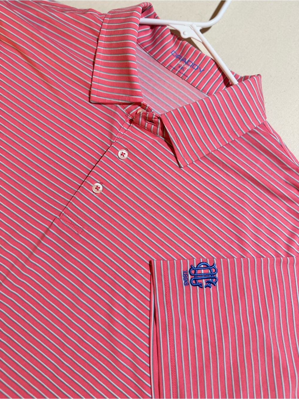 B.Draddy Striped Light Red Golf Polo x Dallas Country Club